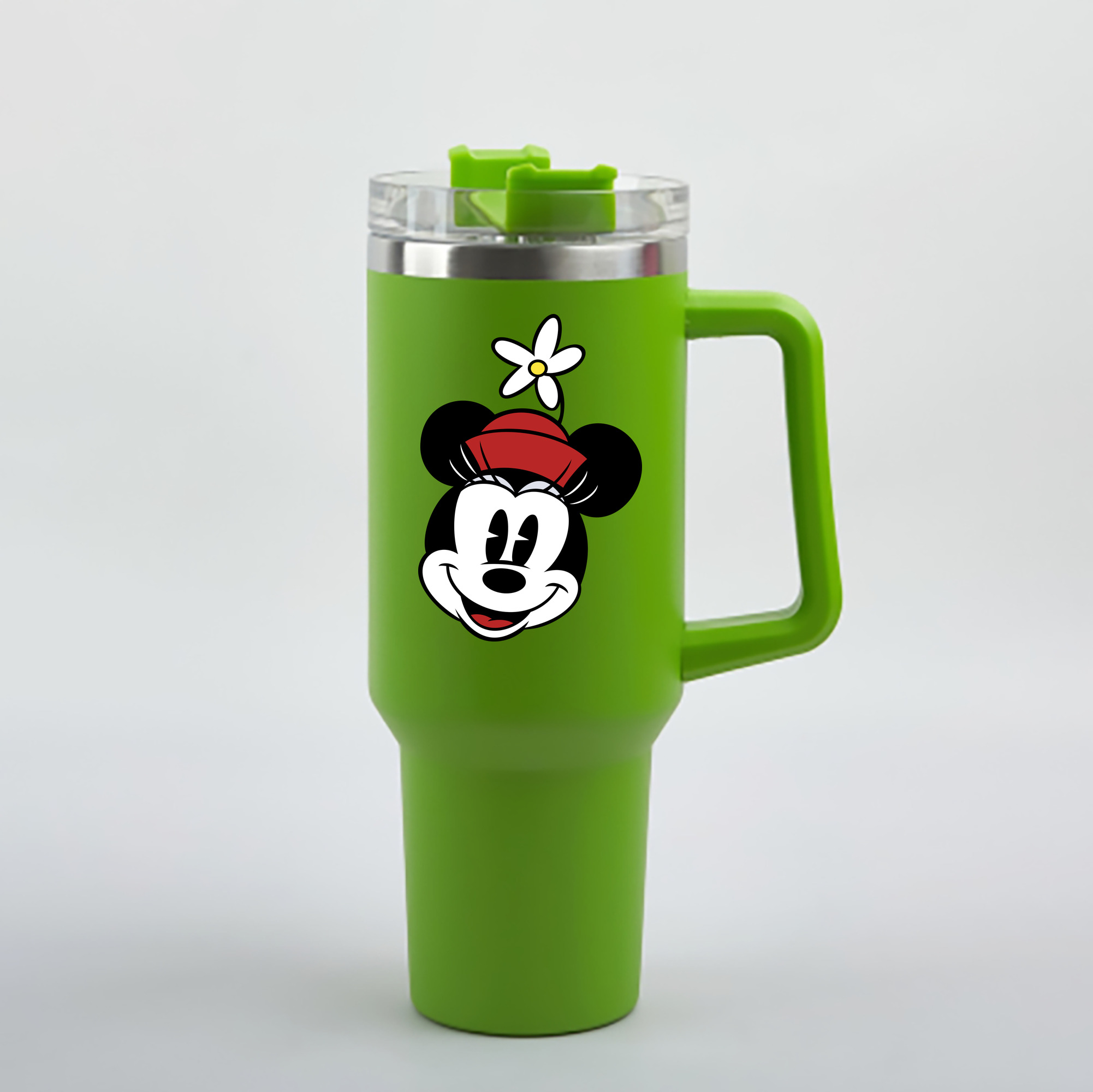 （画像用） ミッキーマウス Mickey Mouse 1200mL車用タンブラー - クリスタルステッカー（プラスチックストロー付き）